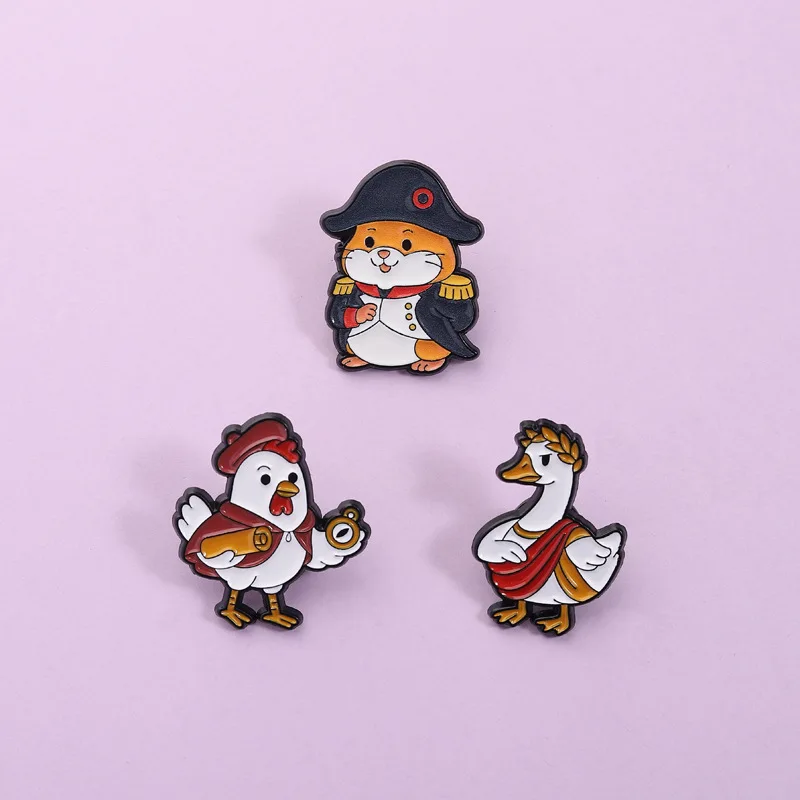 

Cartoon animal metal badge brooch 3pcs Cute Cat Goose Chicken Enamel Pin Jewelry Gift for Kids Friends