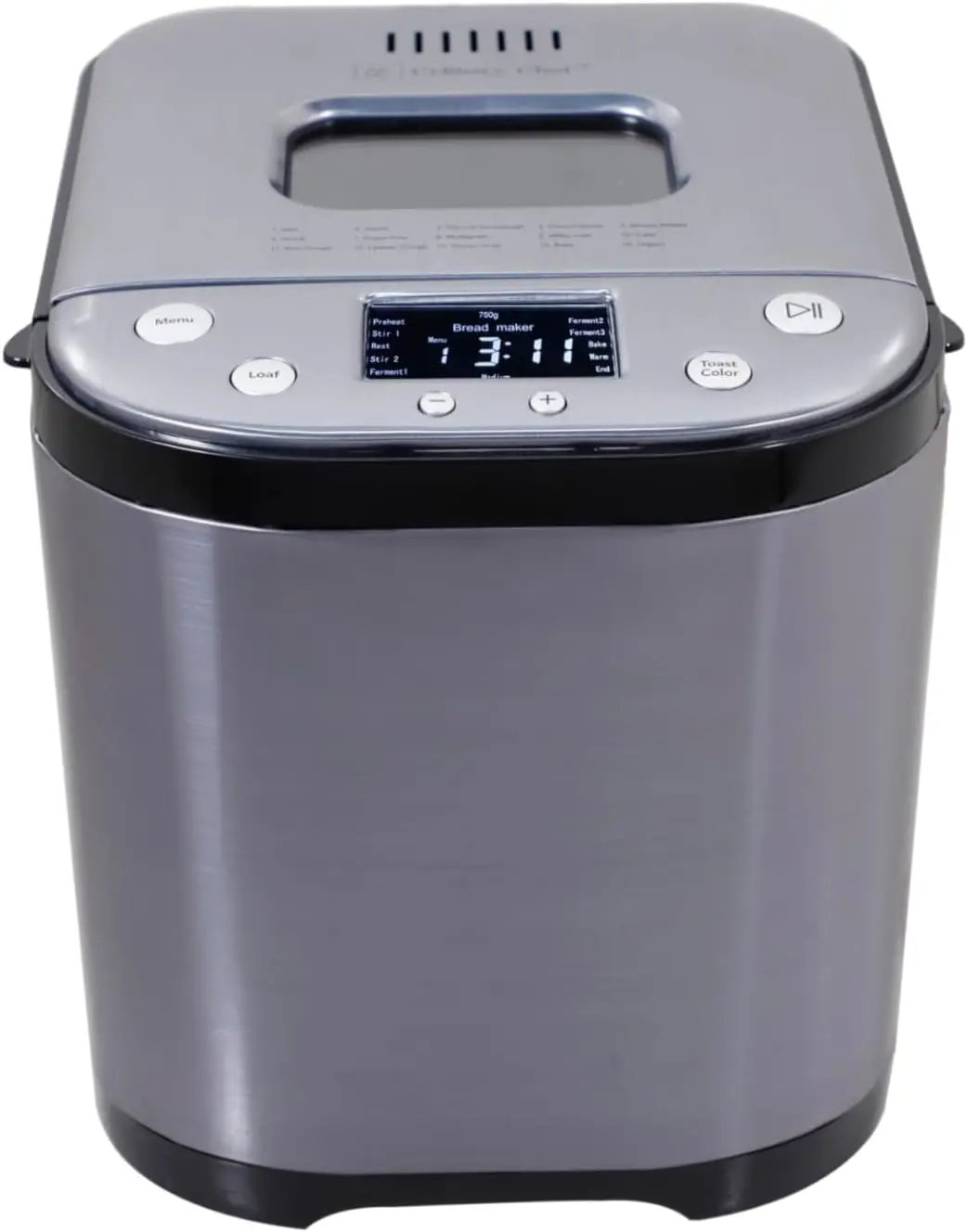 Máquina para hacer pan con tazón antiadherente, gancho para pan, taza medidora y cuchara. 15 en 1, pan sin gluten, pastel y yogur, 3 cortezas