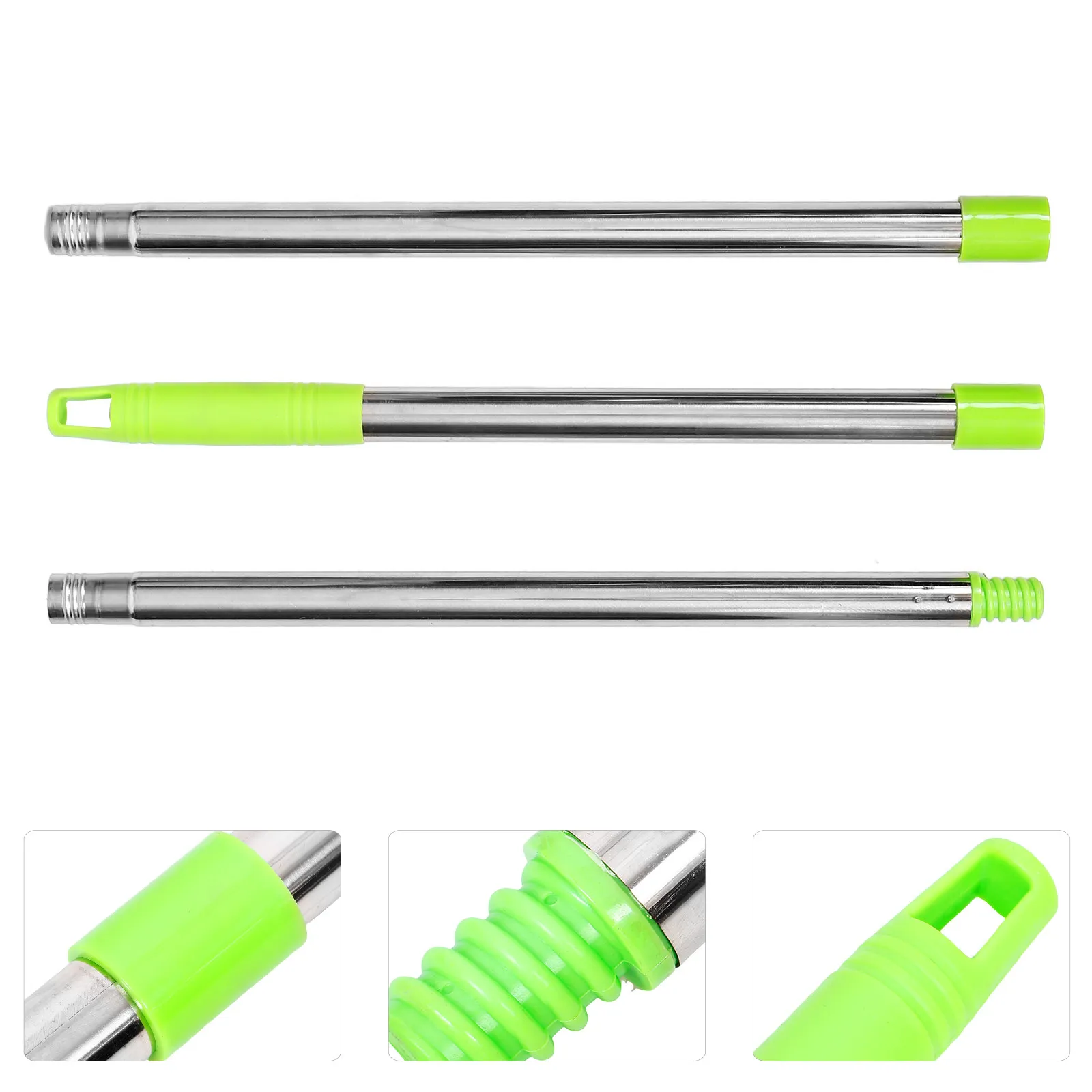 1Set Replacement Mop Handle Three-Section Adjustable Screw Thread Mop Pole Rod Stick Broom Handle Replacement for Household Use