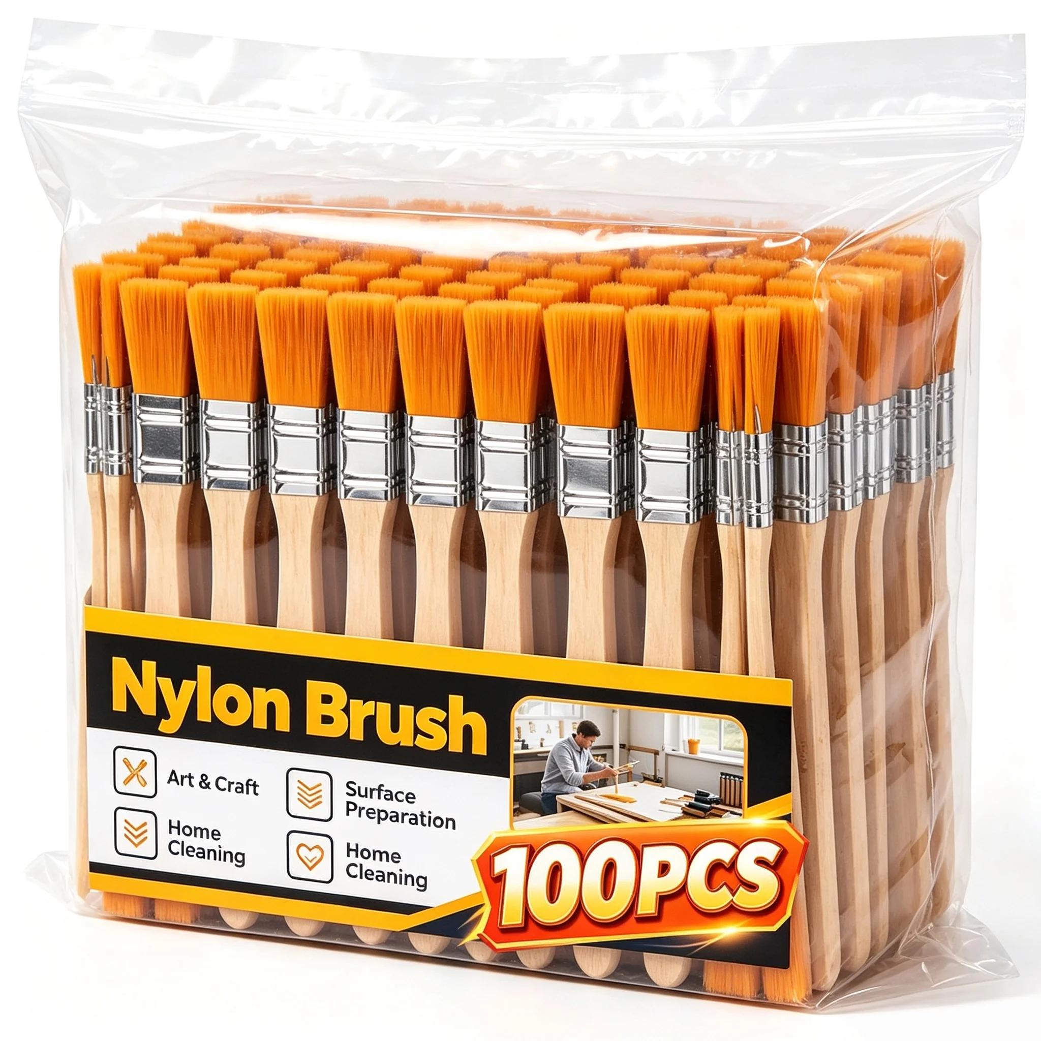Paint Brushes Set Nylon Soft Bristle Wooden Handle Brushes for Oil Painting Dusting Watercolor Cleaning Hand Tools Wholesale