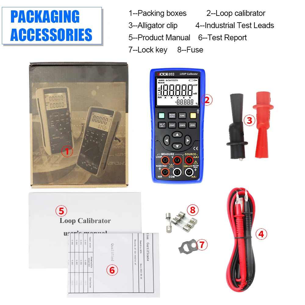 Victor 05S Loop Calibrador de alta precisão Tensão, Simulação atual, 5 Digits Display Transmitter Handheld Auto Signal Generator