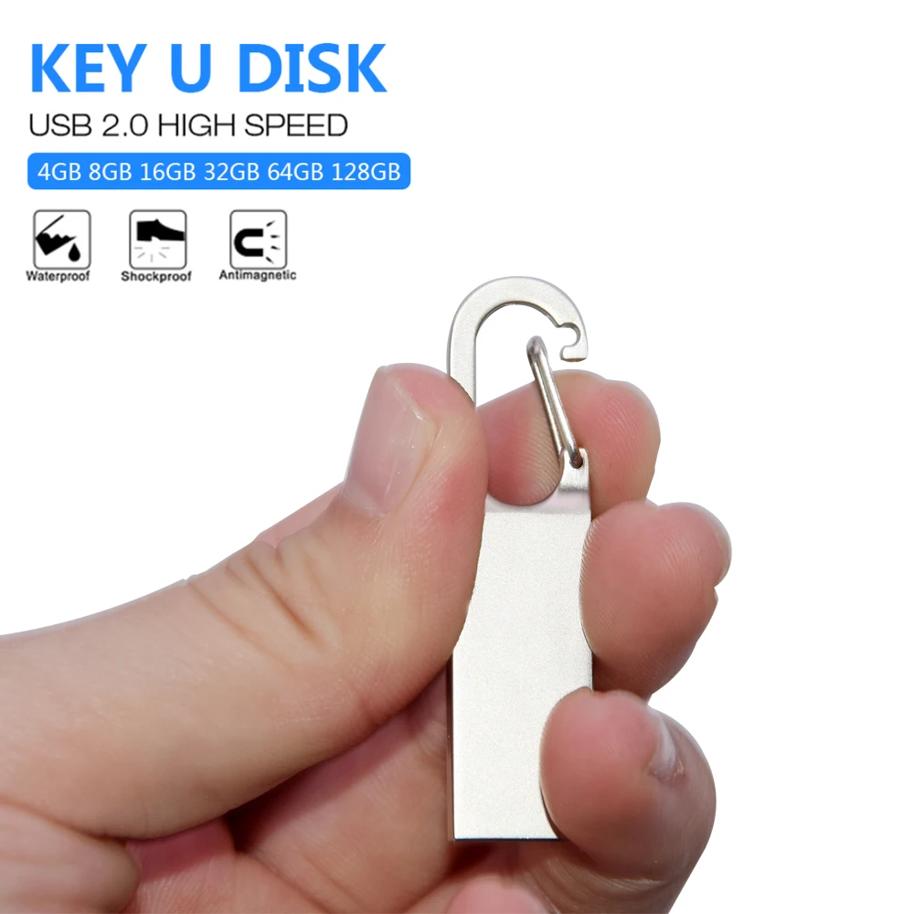 Creative Keychain USB Flash Drive 128GB 64GB Metal Pen Drive 32GB Pendrive USB Memory Stick Waterproof Flash Drive memoria