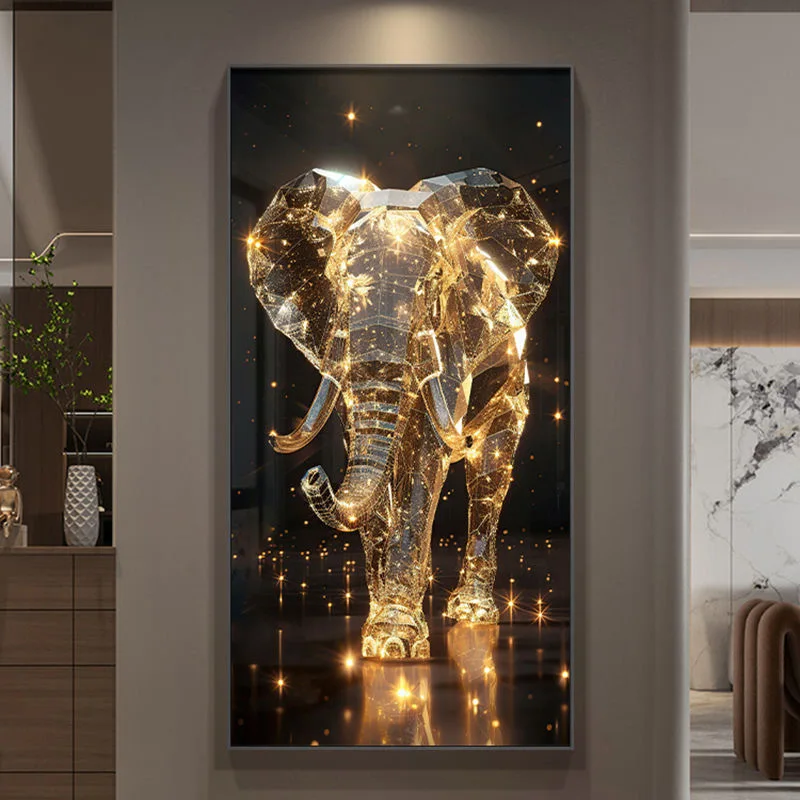 Imagem -04 - Nova Luz Moderna de Luxo Sala Estar Decoração Pintura Lâmpada Elefante Pendurado Pintura High-end Lâmpada Parede com Controle Remoto