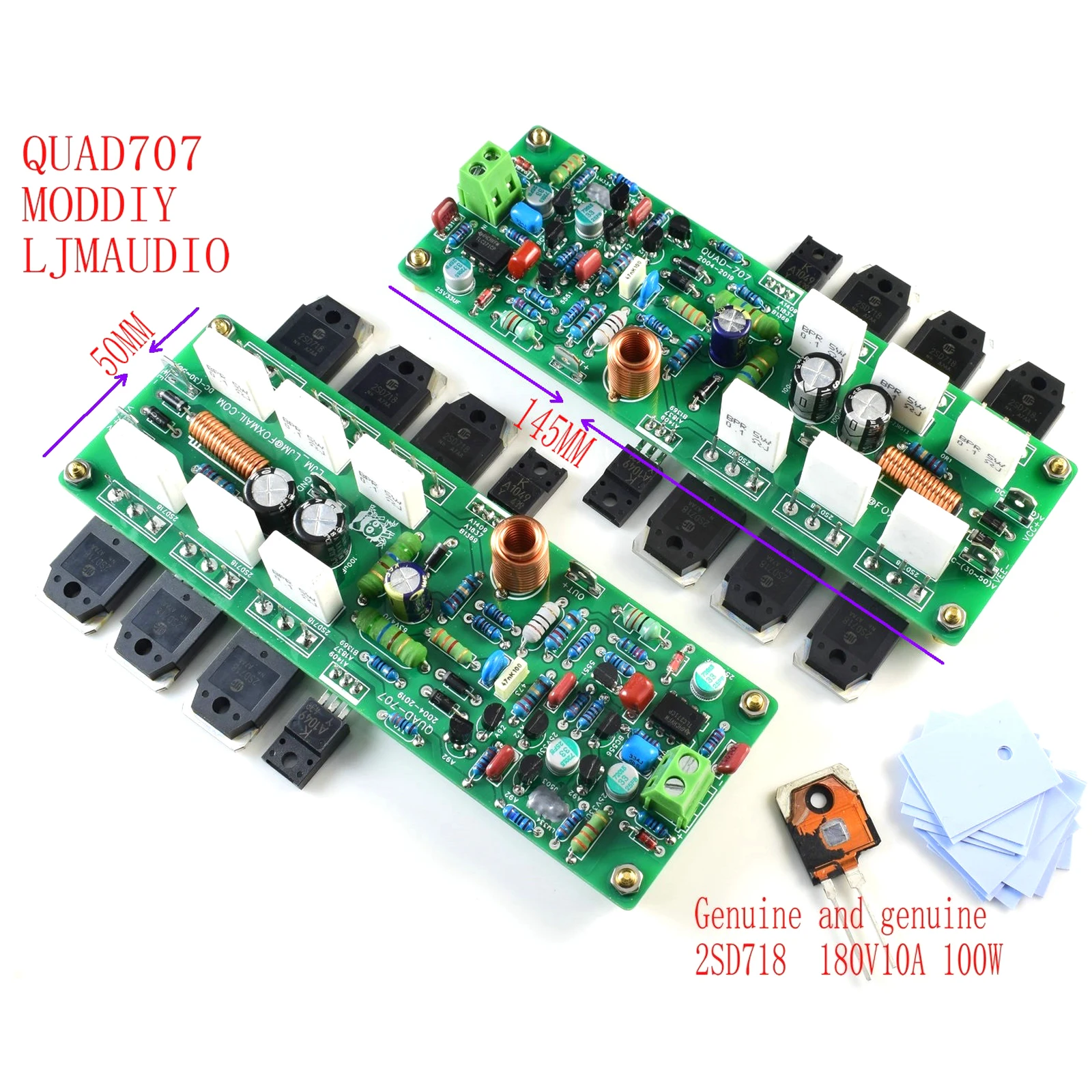 One Pair 2SD718 100W QUAD707 Reference British Classic Amplifier Board/Kits DC +- 45V