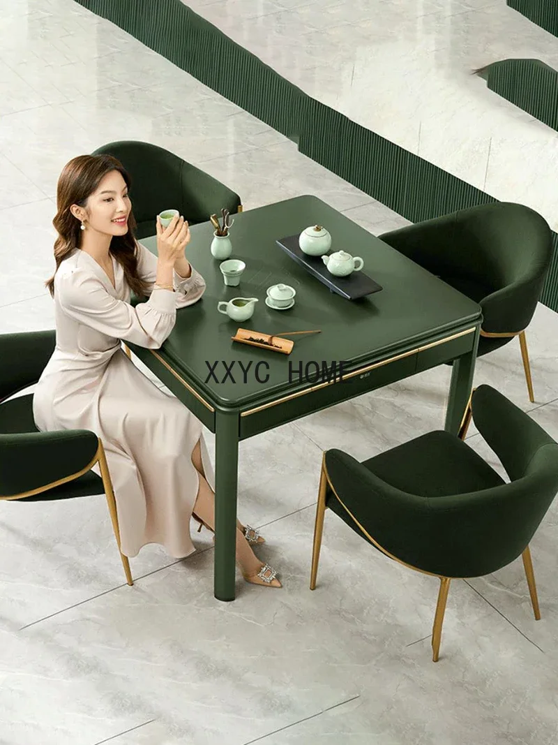 Power-driven Dining Table Storage Drawer Warm Breeze Silence Mahjong Table Electric Folding Mesa De Comedor Home Furniture LVMC