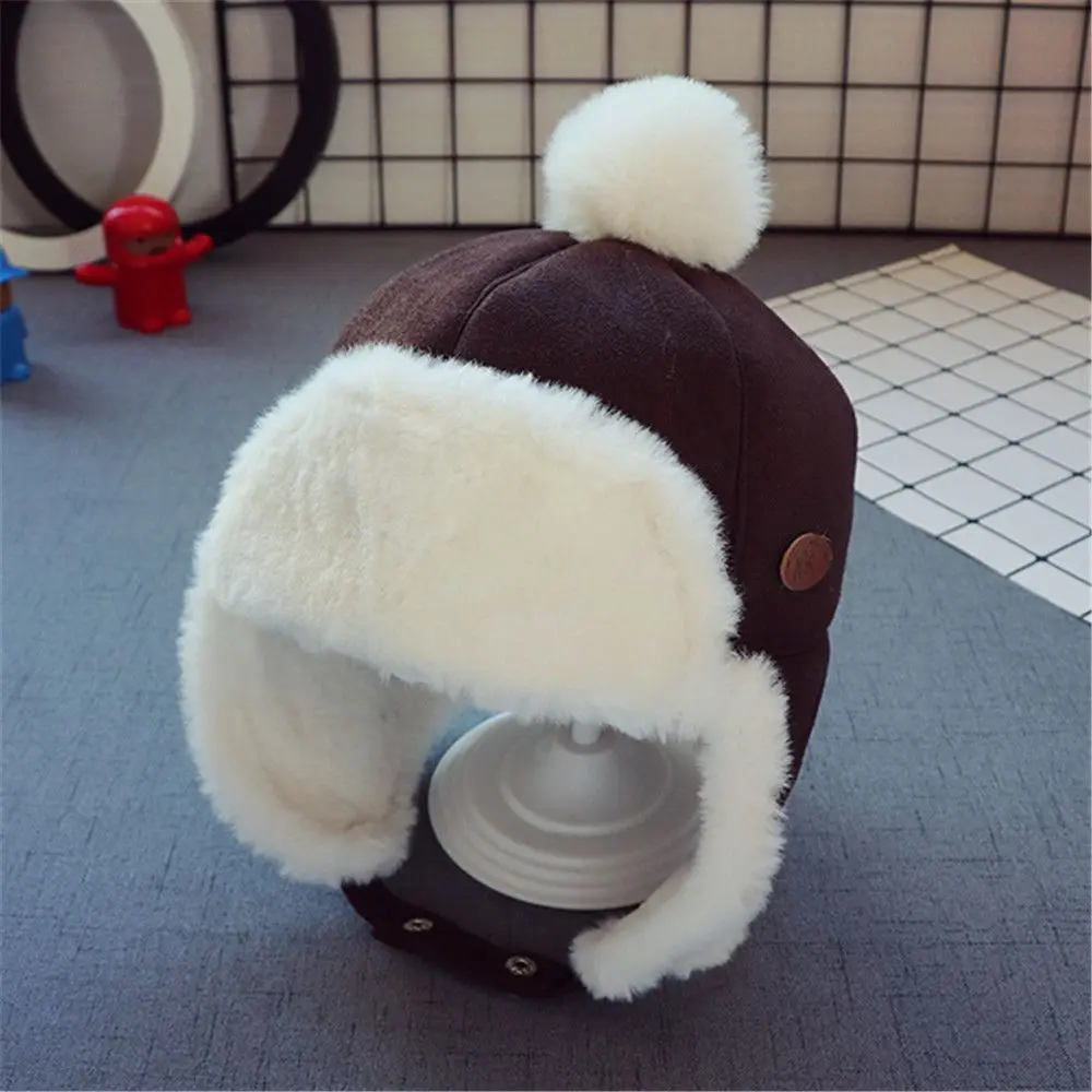 Kids Beanies Winter Baby Children\'s Knitted Cap For Kids Girls Russian Women Thickened Warm Hats Age 6-24 Months Ushanka Hat