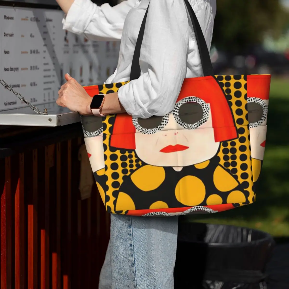 Yayoi Kusama Abstract Painting Beach Tote Bag Sport Gym Yoga Duffle Large Tote Bag Women Travel Bag Fitness bag