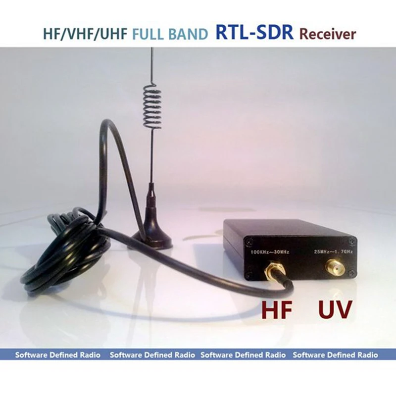 Radio Receiver 100Khz-1.7Ghz Full Band UV HF RTL-SDR USB Tuner RTLSDR USB Dongle With R820T2 RTL2832U SDR Receiver