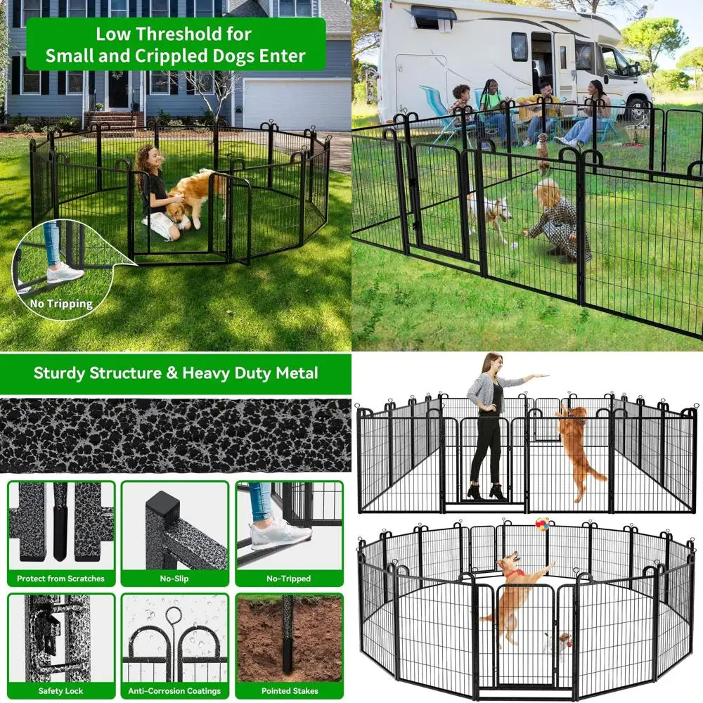 

Портативный уличный манеж для собак с 16 сверхпрочными панелями, высота 40%, антикоррозийный, общая длина 36 футов, покрытие 102 кв. футов, снежный черный