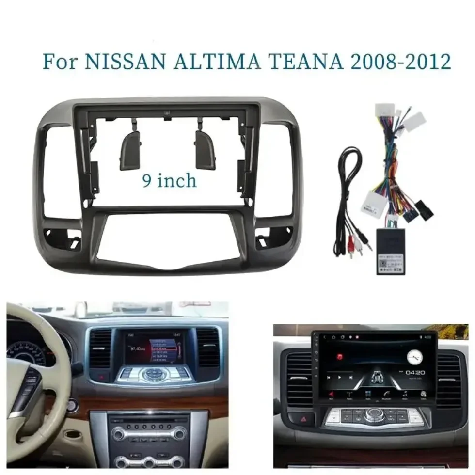 For Nissan Altima Teana 2008-2012 9/10 Inch Car Frame Fascia Adapter Canbus Box  Android Radio Audio Dash Fitting Panel Kit