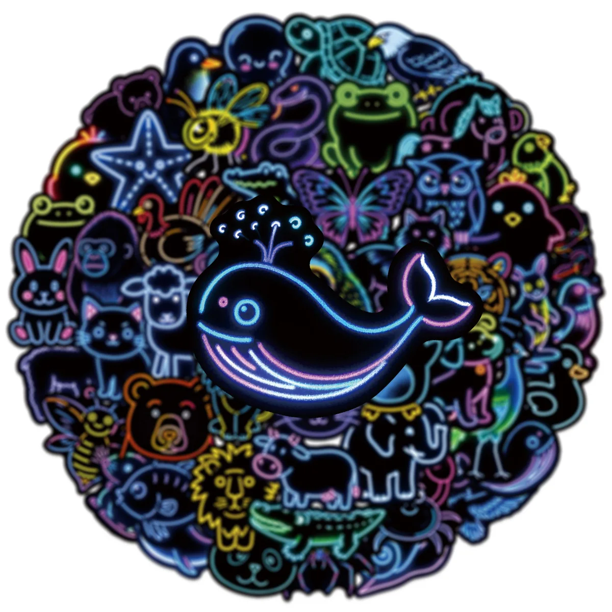 10/30/50PCS Neon Niedlichen Tier Aufkleber Cartoon Lustige Kreative Persönlichkeit Graffiti Aufkleber für Handy Fall Wasser tasse Gitarre