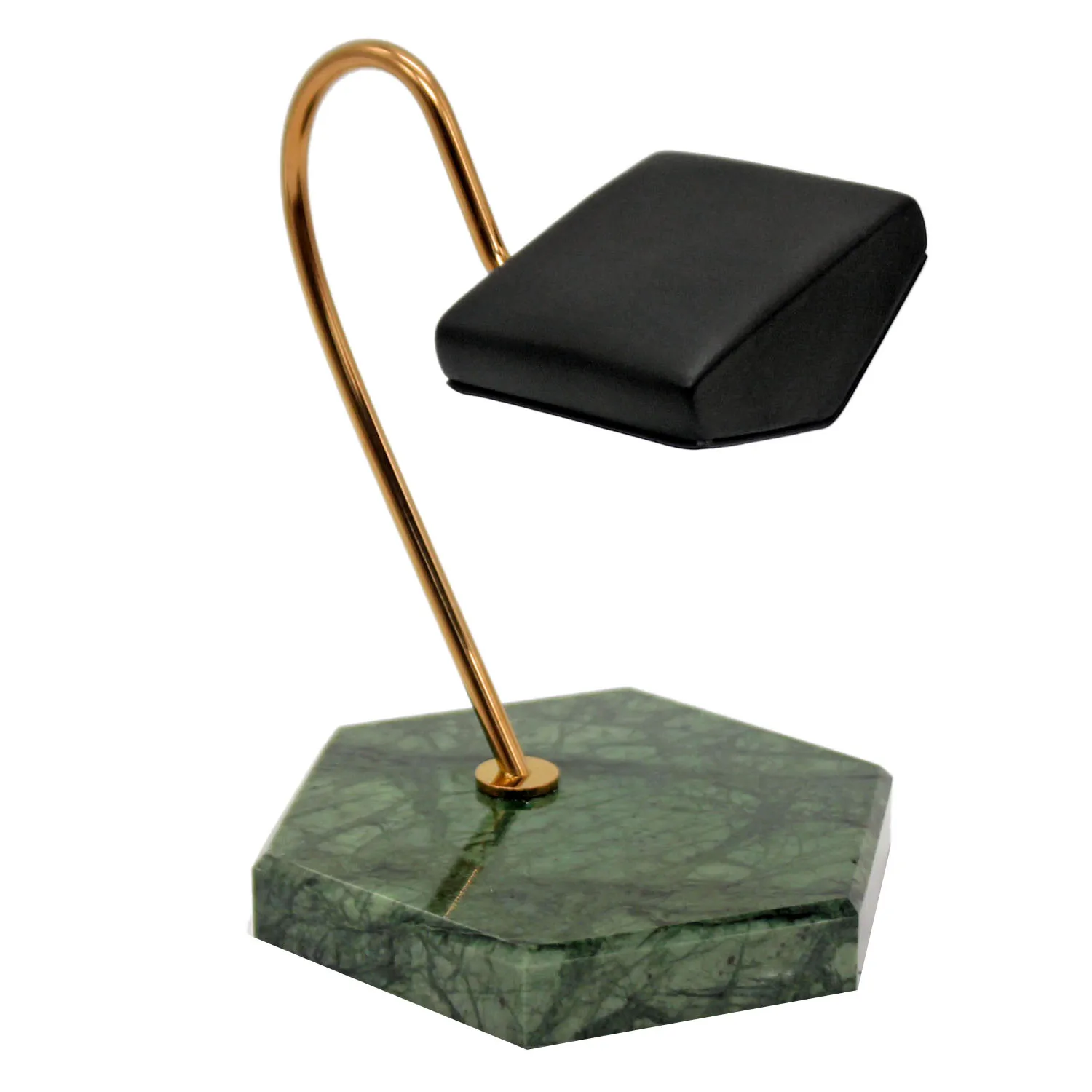 

AOA-Watch Display Stand Green Natural Marble Base Gold Metal Support Rod PU Bracket Watch Storage Display Stand