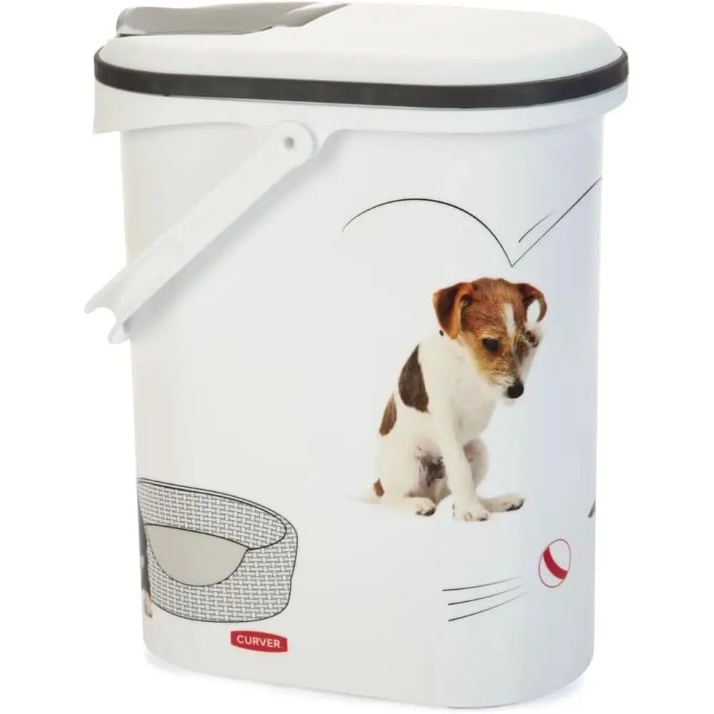 

Контейнер для хранения корма для собак, 4 кг/10 л, белый/серый, полипропилен, безопасен для животных