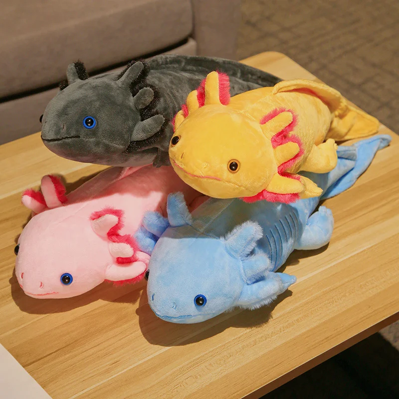 1 pieza de peluche lindo Axolotl salamandra peluda pez de peluche apaciguador almohada larga cojín 23/45cm colorido Newt juguete de peluche regalo para niños