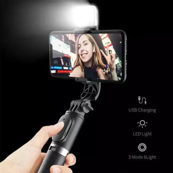 6 In 1 Wireless Bluetooth Selfie Stick Tripod Mobile Phone Self-timer Beauty Fill Light Short Video Live Desktop Tripod Lengthen