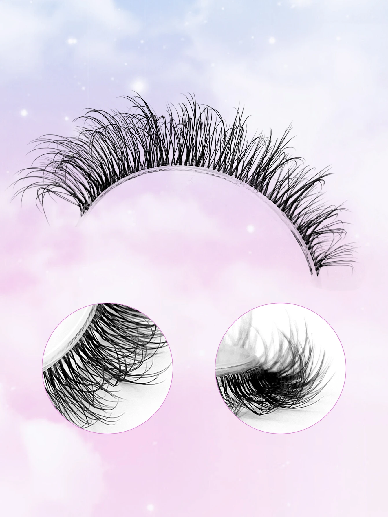 5 Pairs Natural Look Eye Lashes 3D Clear Band Lashes Wispy Cross Eyelashes Fluffy Cat Eye Fake Eyelashes