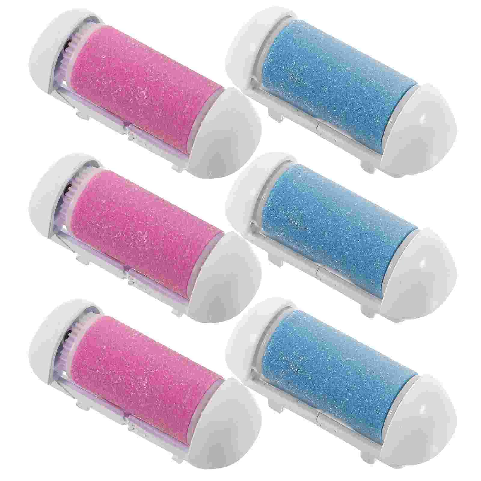 6pcs Foot Replacement Tool Foot Dead Skin Removal Roller Exfoliator Cuticles Callus Remover Head (Pink and Blue for Each 3pcs)