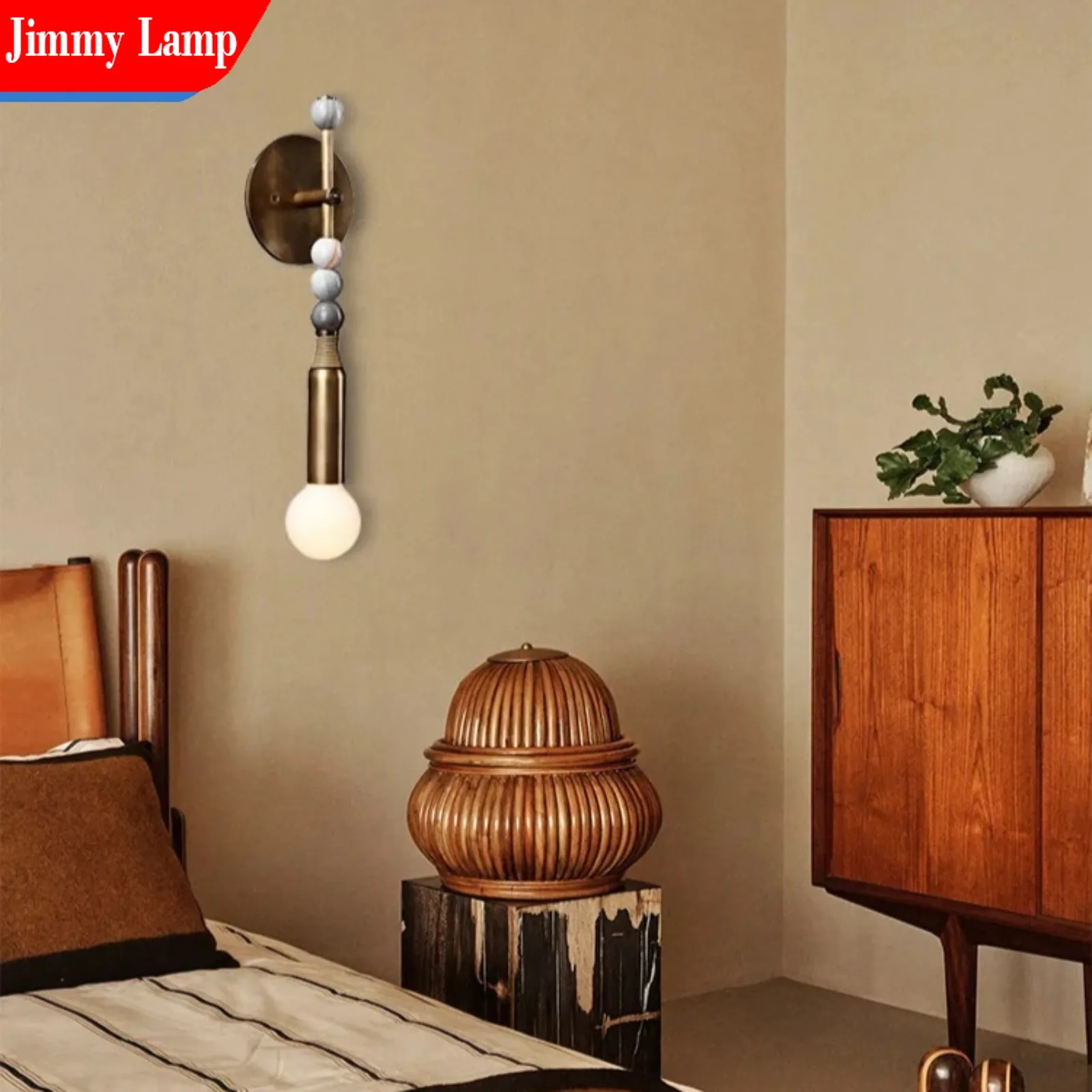 

LED Retro Copper Marble Wall Lamp with Mid Ancient Style Design Ideal for Study Living Room Bedroom Indoor Lighting Home Decor