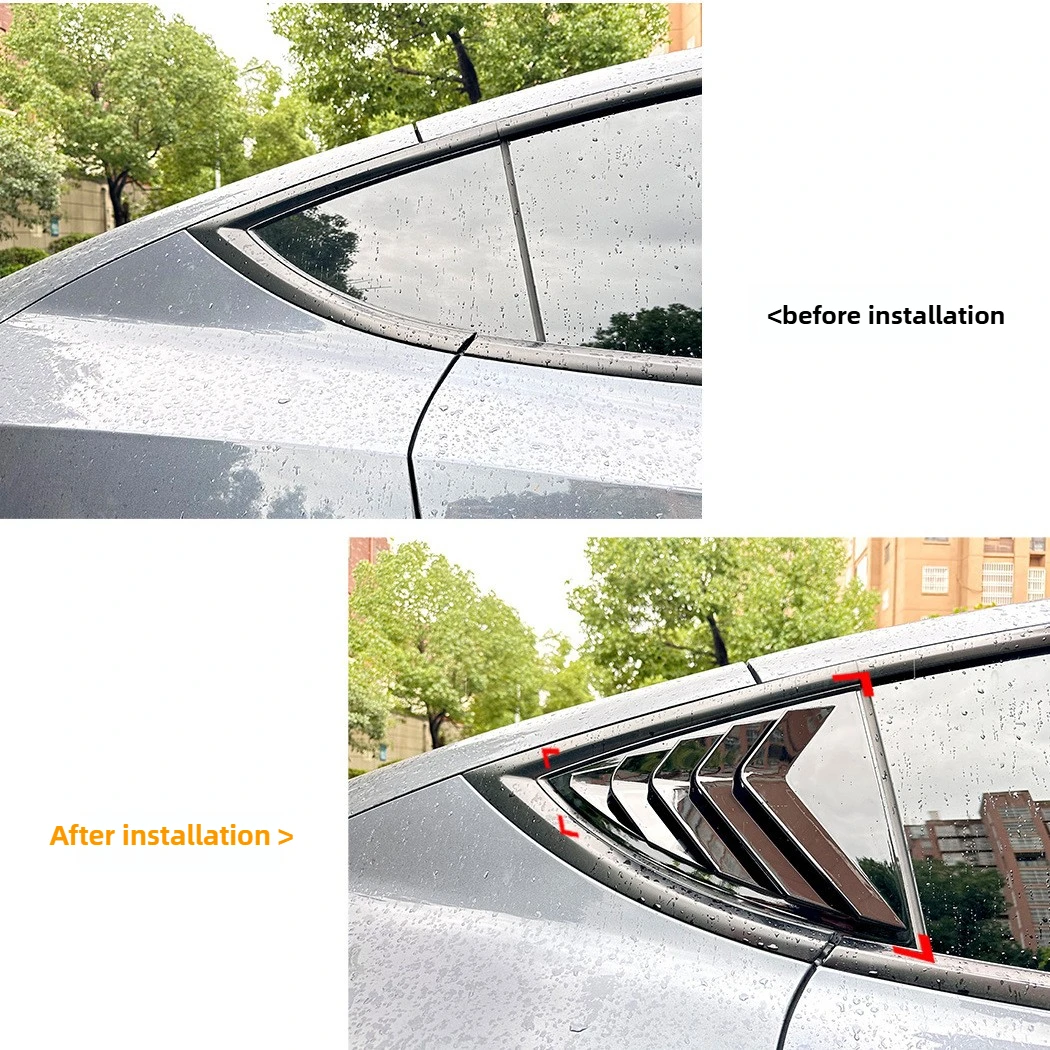 2er-Set Seitenfenster-Lamellenabdeckung im Sport-Stil für Tesla Model 3 Y Juniper Highland 2025-2020 2026 Heckscheiben-Spoiler-Abdeckung – Detail 3