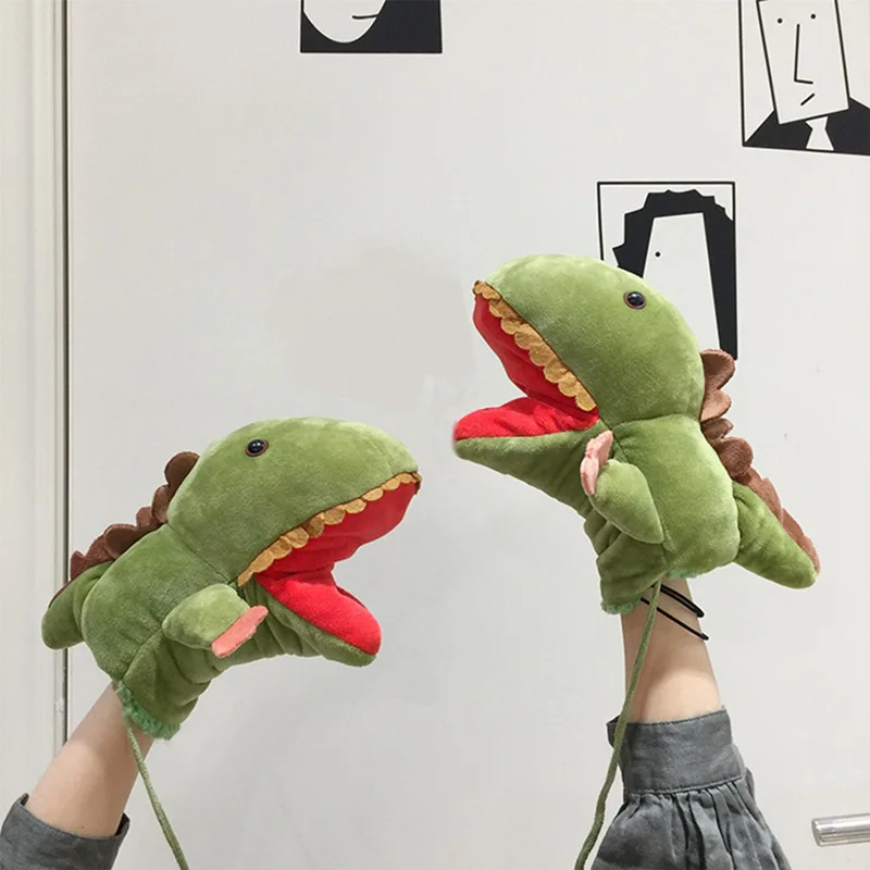 2025 nuevo otoño e invierno guantes de marioneta de mano guantes de dinosaurio estudiante femenino dibujos animados cuello colgante lindo cálido regalo grueso para niña H1
