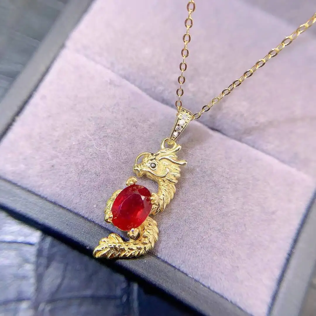 

KJJEAXCMY New Jewelry Natural Women's Ruby Pendant 925 silver inlay Colorful and splendid Crystal pure fire flash explosion