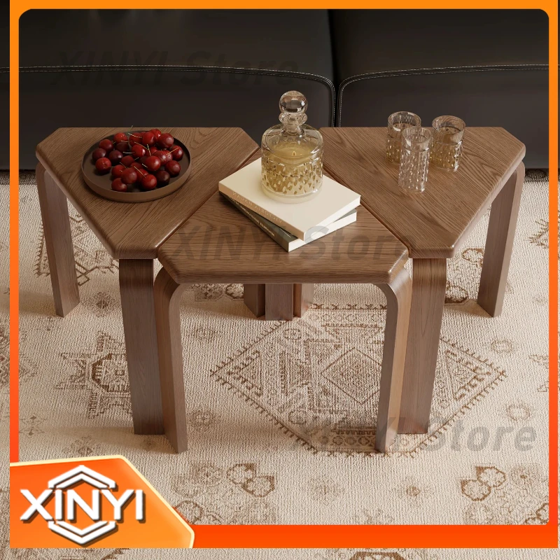 Wooden Stackable Stool for Home Office Dining Room Living Room Bedroom 6 in 1 Triangle Seat Foldable Footrest Space Saving