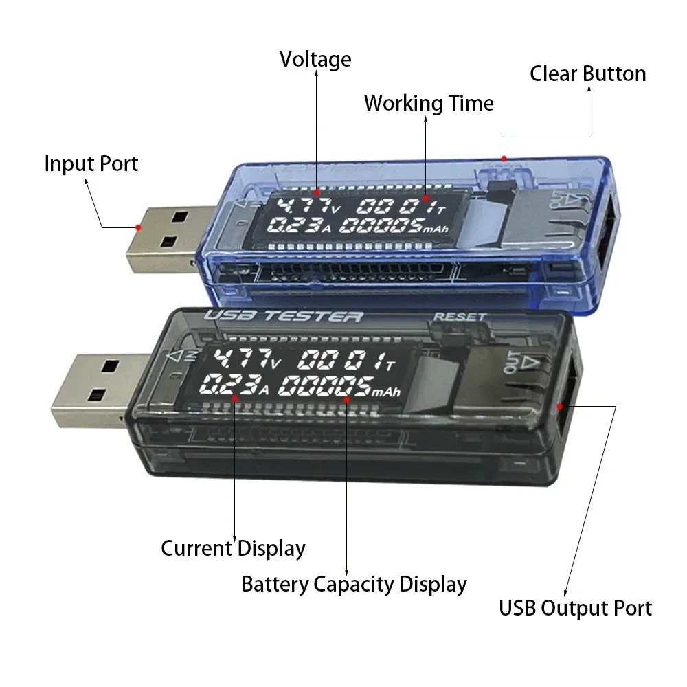 USB Current Voltage Capacity Tester Volt Current Voltage Detect Charger Capacity Tester Meter Mobile Power Detector Battery Test