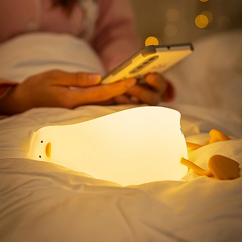 Rechargeable LED Duck Table Desk Lamp Night Light for Reading Bedroom Bedside Kids Sleep Room Decor - Birthday Gift