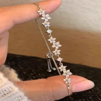Zinc Alloy Bracelet Sparkling Zircon Flower Bracelet Handmade Bracelet Alloy For Daily Wear Fashion Accessory Party 5