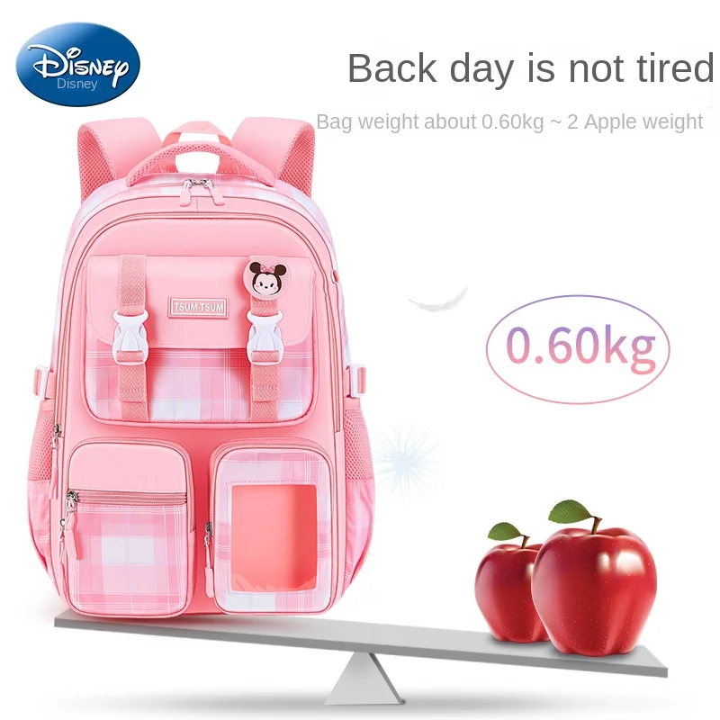 Disney New Girl School Bag Grade 2-6 Primary Student Shoulder Orthopedic Backpack Large Capacity Light Kids Gifts Mochilas