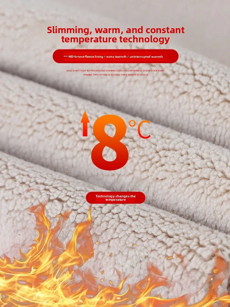 กางเกงโยคะ Thiened Fce สำหรับผู้หญิง ฤดูใบไม้ร่วง ฤดูหนาว กางเกงหนังเทียมอุ่น กางเกงกระชับสัดส่วน กางเกงซับใน กางเกงขายาวลำลอง โพลีเอสเตอร์ผสมสแปนเด็กซ์