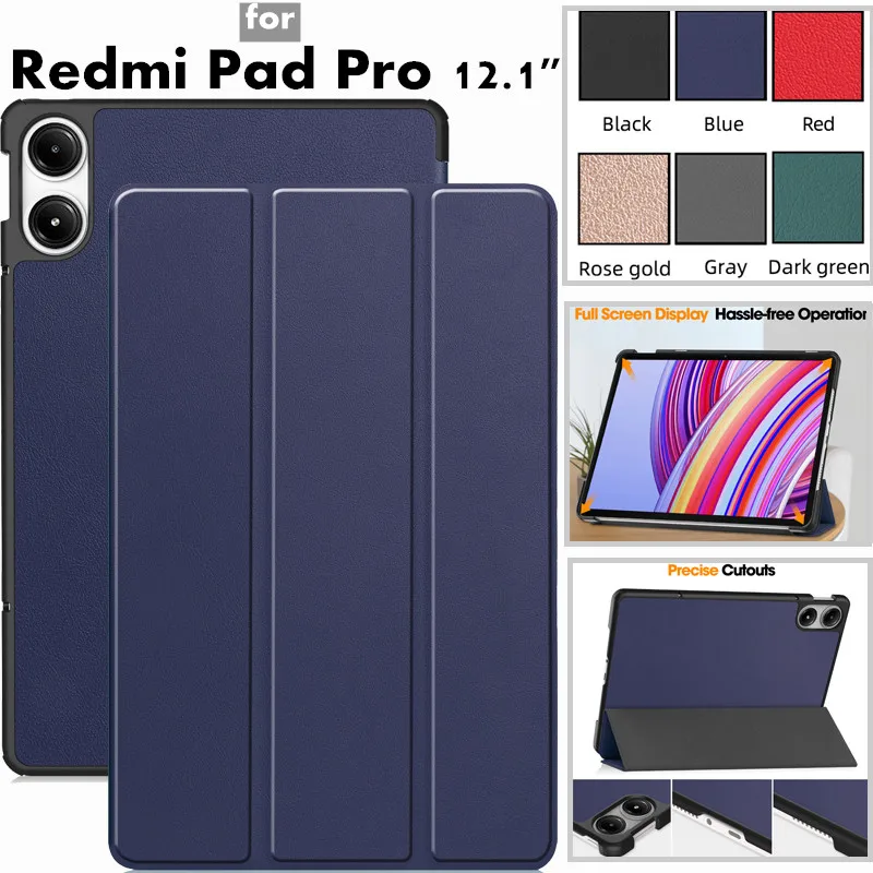 

Xiaomi Redmi Pad Pro Tablet 12.1 2024 Tablet Cover PU Leather Case with Auto Wake Function Stand Flip Case for RedmiPad Pro 12.1