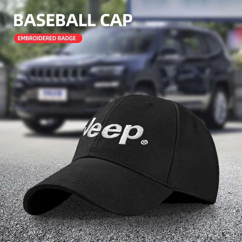 

1pcs Car Emblem Embroidery Snapback Baseball Cap Spring And Autumn Outdoor Adjustable Casual Hats Sunscreen Hat For JEEP