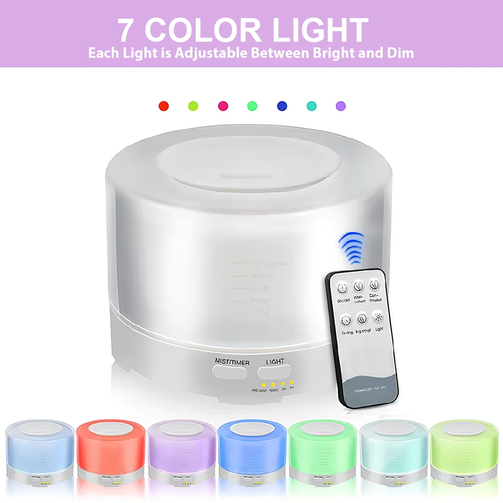 700ML Aroma Diffuser UK Plug Essential Oil Aromatherapy Diffuser Humidifier with Remote Control for Home Office