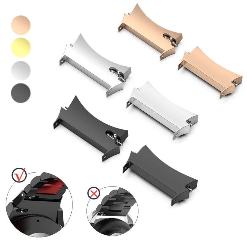 2 Stück Metallstecker für Samsung Galaxy Watch 7 5 4 40 mm 44 mm Edelstahl-Adapter Galaxy Watch 6 4 Classic 47 mm ohne Lücken