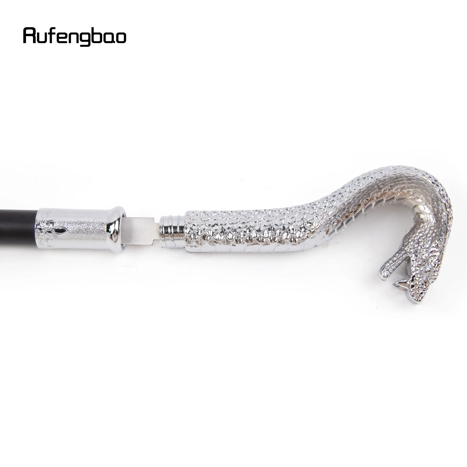 White Luxury Snake Handle Walking Stick with Hidden Plate Self Defense Fashion Cane Plate Cosplay Crosier Stick 85cm