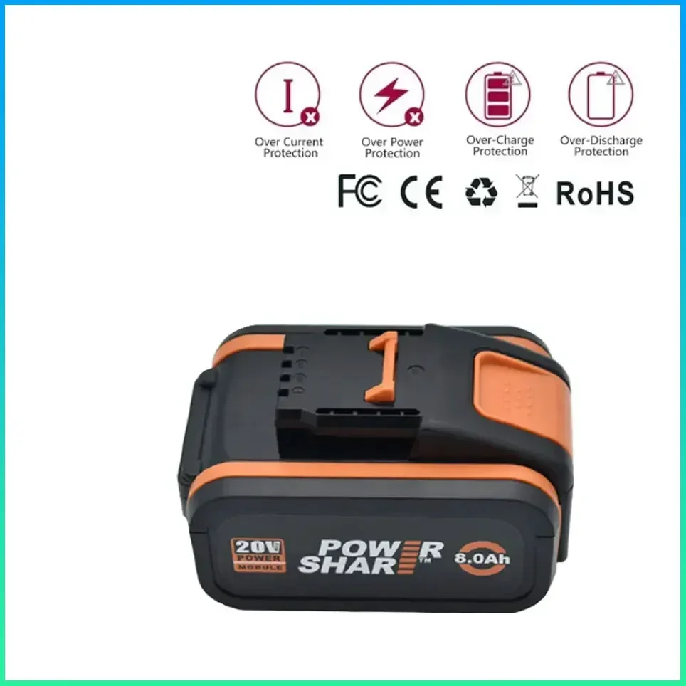 For 20V Battery 8000mah Li-ion for Worx WX390/WX176/WX166.4/WX372.1 WX800/WX678/WX550/WX532/WG894E WG629E/WG329E/WG2