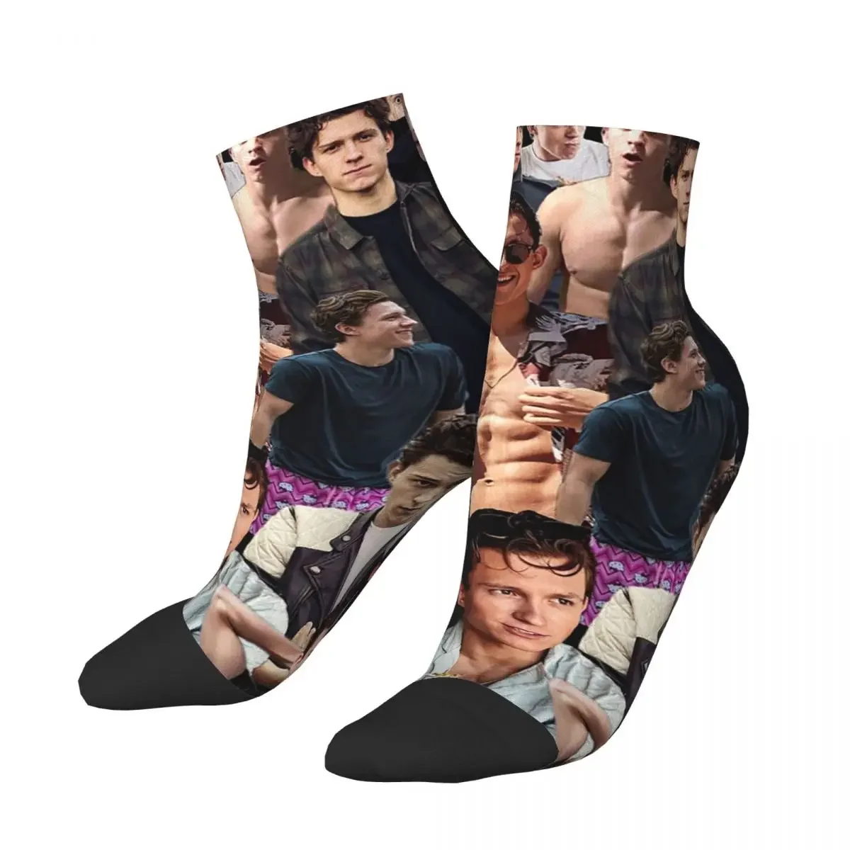 

Tom Holland Collage Socks Harajuku Sweat Absorbing Stockings All Season Socks Accessories for Man's Woman's Christmas Gifts