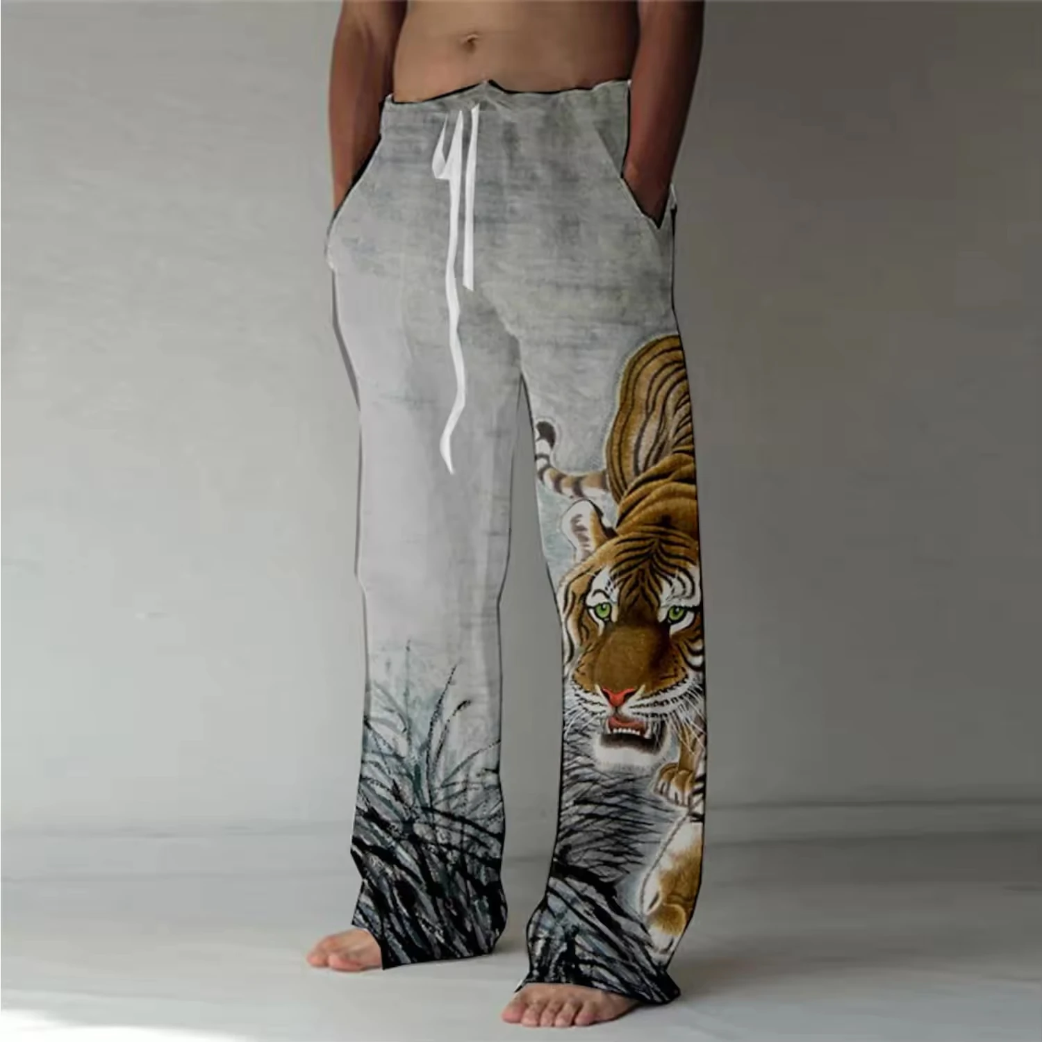 2026 Modische Neue Dunkle Retro-Tintenmalerei-Stil Lose Gerade Hose Geeignet für Outdoor Street Hip-Hop Freizeithose