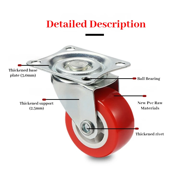 Universal Soft Rubber Swivel Móveis Caster, Roda de rolo para Platform Trolley, Acessório, 1.5 \