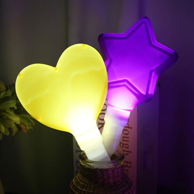 LED Luminous Bars Fun Glowing Colorful Five Pointed Star Flash Light LED Stick Fairy Wand Cheer Luminous Toy Party Decor Glow