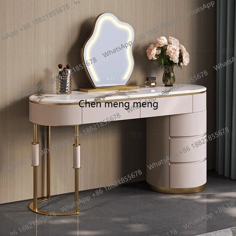 

Closets Women Vanity Table Pink Modern Cabinet Storage Dressing Table Big Makeup Mirror Mesa De Maquillaje Postmodern Furniture