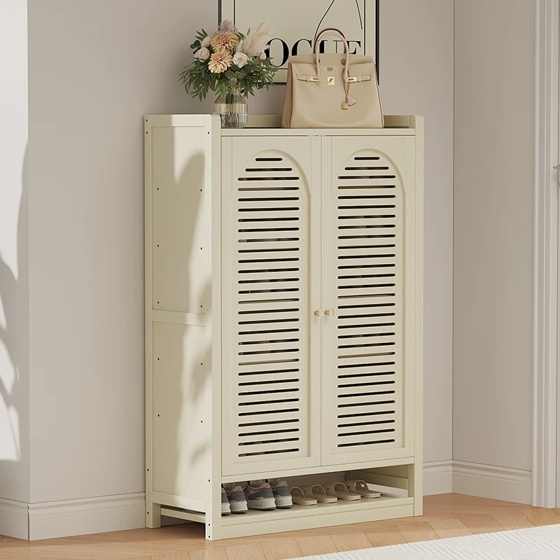 

Bamboo Shoe Rack for Entryway Space Saving Shoe Cabinet with Dust Proof Large Capacity Shoes Shelf Easy Assembly Home Organizer