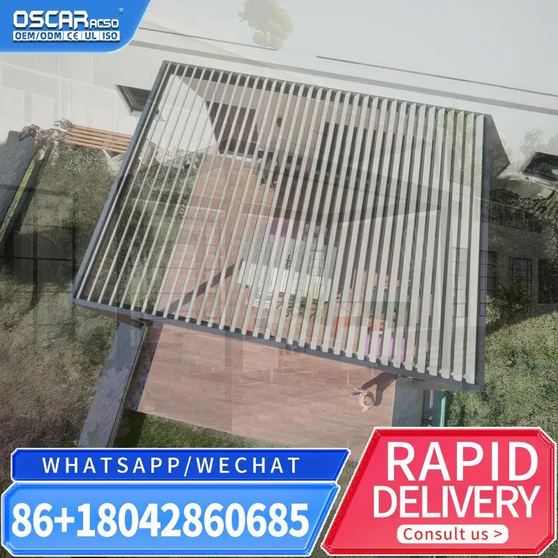 100 Percent Waterproof Motorized Louvered Aluminium Outdoor Gazebo for Leisure Garden with Adjustable Roof and Sun Protection Id