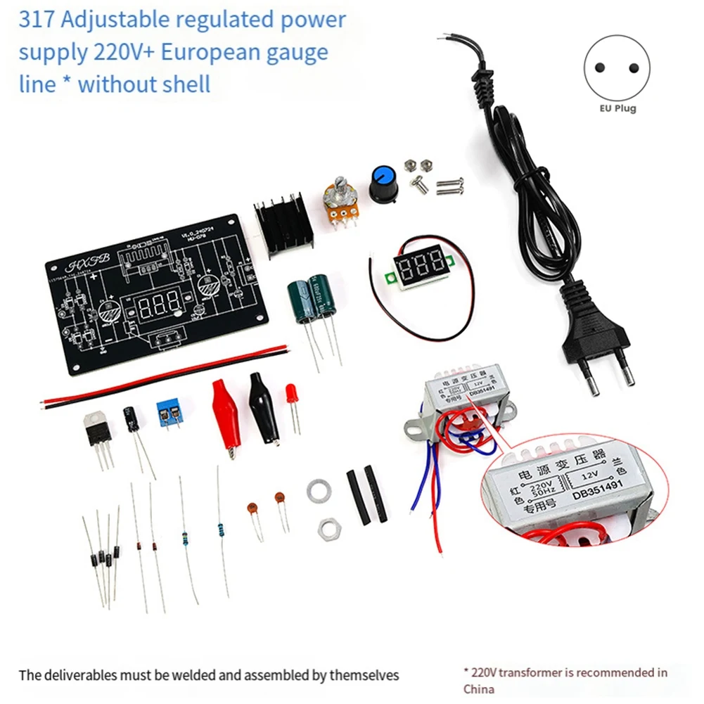 Special Offer~LM317 Adjustable Regulated Power Supply DIY Kit LM317 To DC 1.25-12V Stabilized Power Supply Laboratory