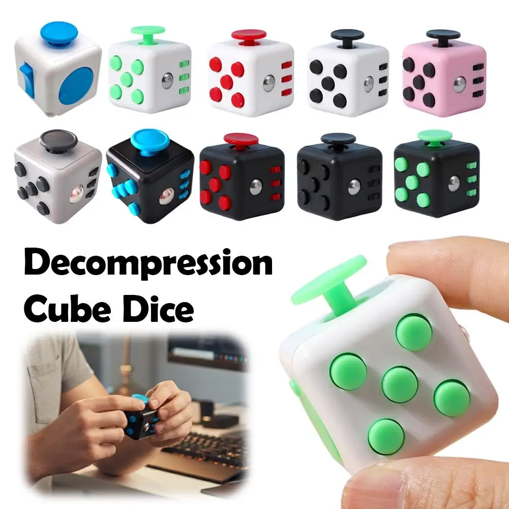 Quadratischer Infinity-Würfel Fidget-Spielzeug mit taktileen Tasten, multifunktionaler 6-seitiger Dekompressionswürfel, Clicker-Schalter, Zahnrad-Drehregler, Joystick