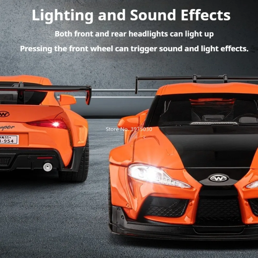 1:22 Scale Supra‌ 963 Models Cars Alloy Diecast Toy with Pull Back Light Sound Miniature Sports Car Model for Kids Xmas Toys