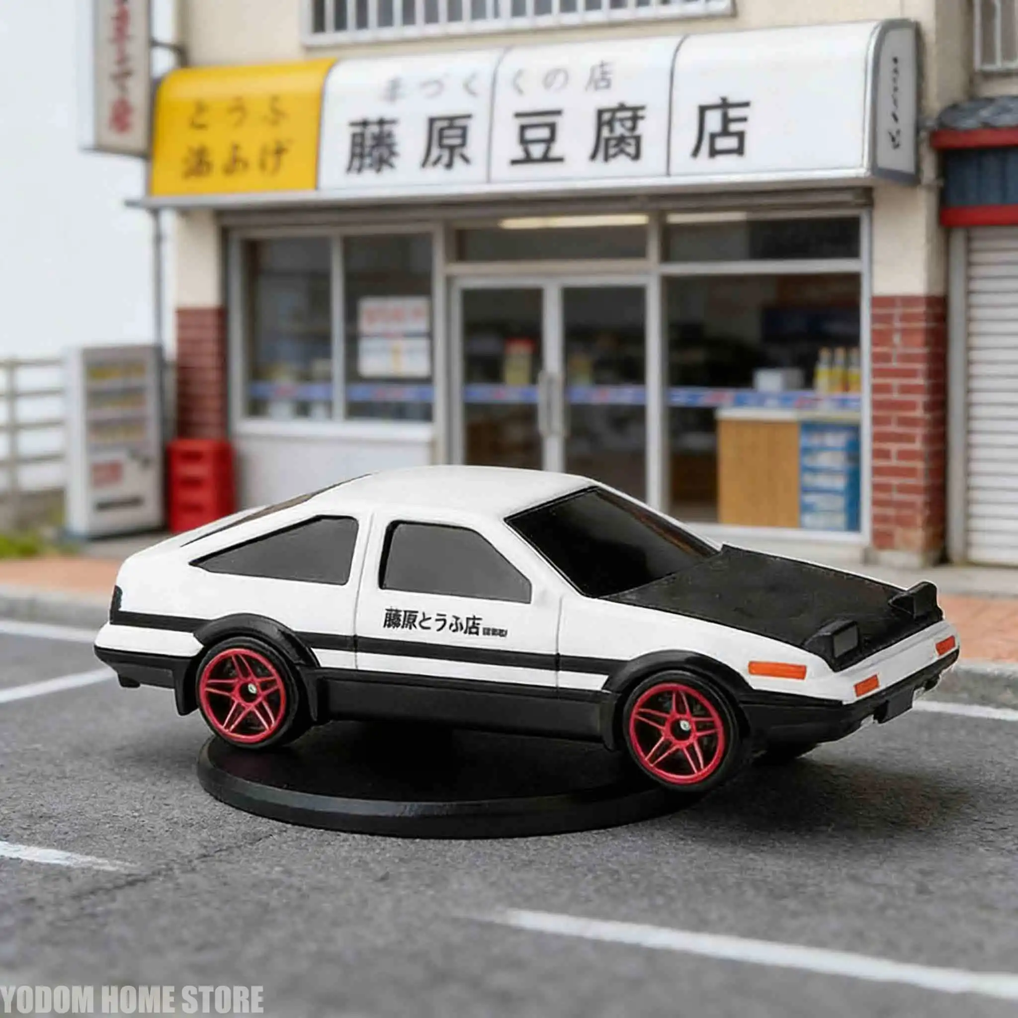 Initial D AE86 Mini Car Model Dashboard Decor with Letter D Emblem & Figurine, Car Enthusiast Gift