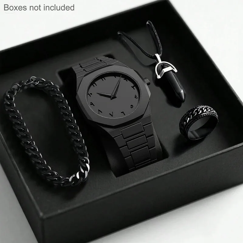 2026 Mens Light Luxury Quartz Wristwatch High End Simple Stylish Black Large Dial Analog Display Male Watch