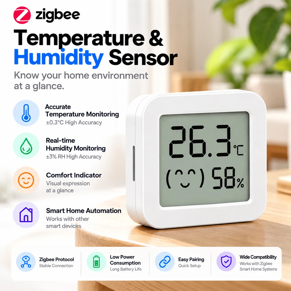 Zigbee Temperature Humidity Sensor - Thermomètre et hygromètre Zigbee 3.0, capteur